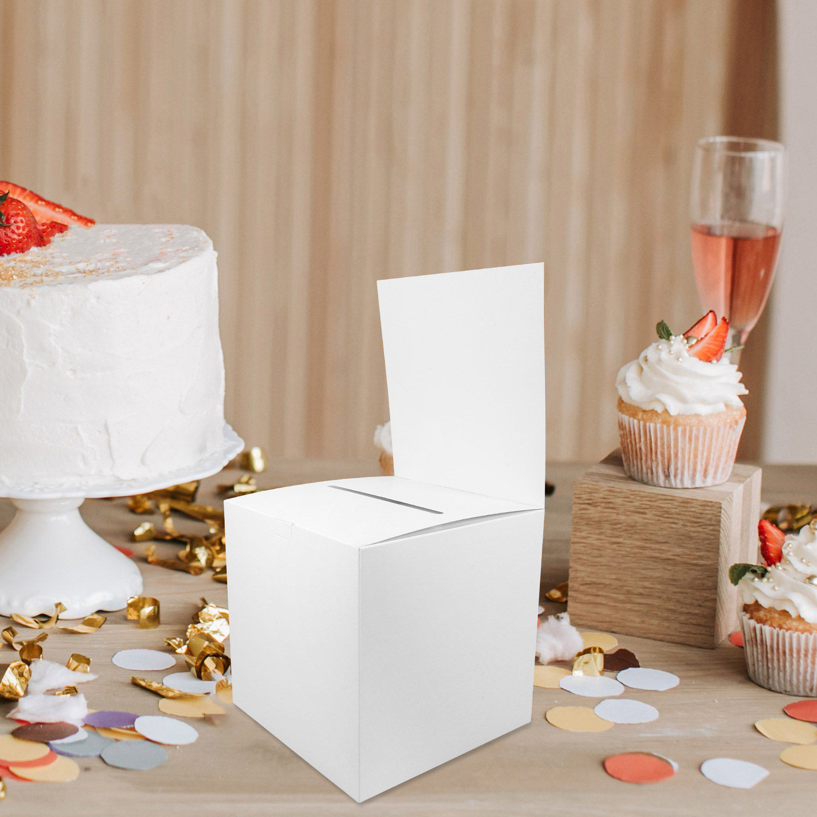 Event Party Box - 4 Stück Papier-Lotteriebox, einfache quadratische Aufbewahrungsbox
