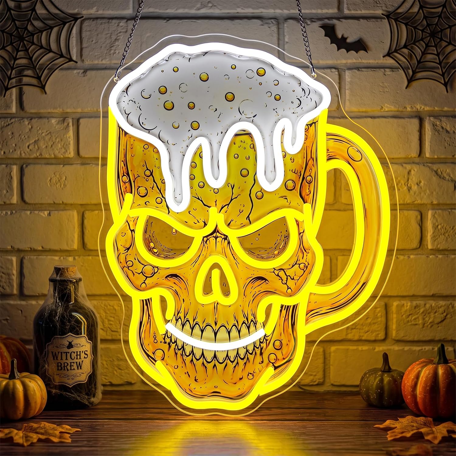 Neon Sign Party - Neonschild „Skull Beer“, USB-LED-Neonlicht, Halloween-Party, Gaming-Raum,