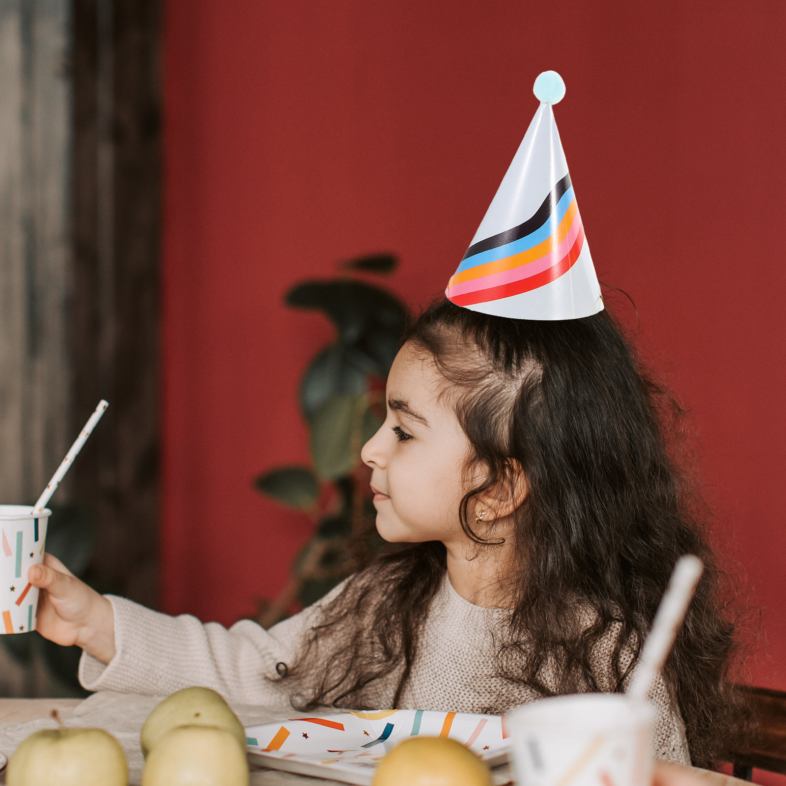 Party Hat Cone - 3 Stück Goldfolien-Verzierte Papierhüte für Geburtstagsfeiern,