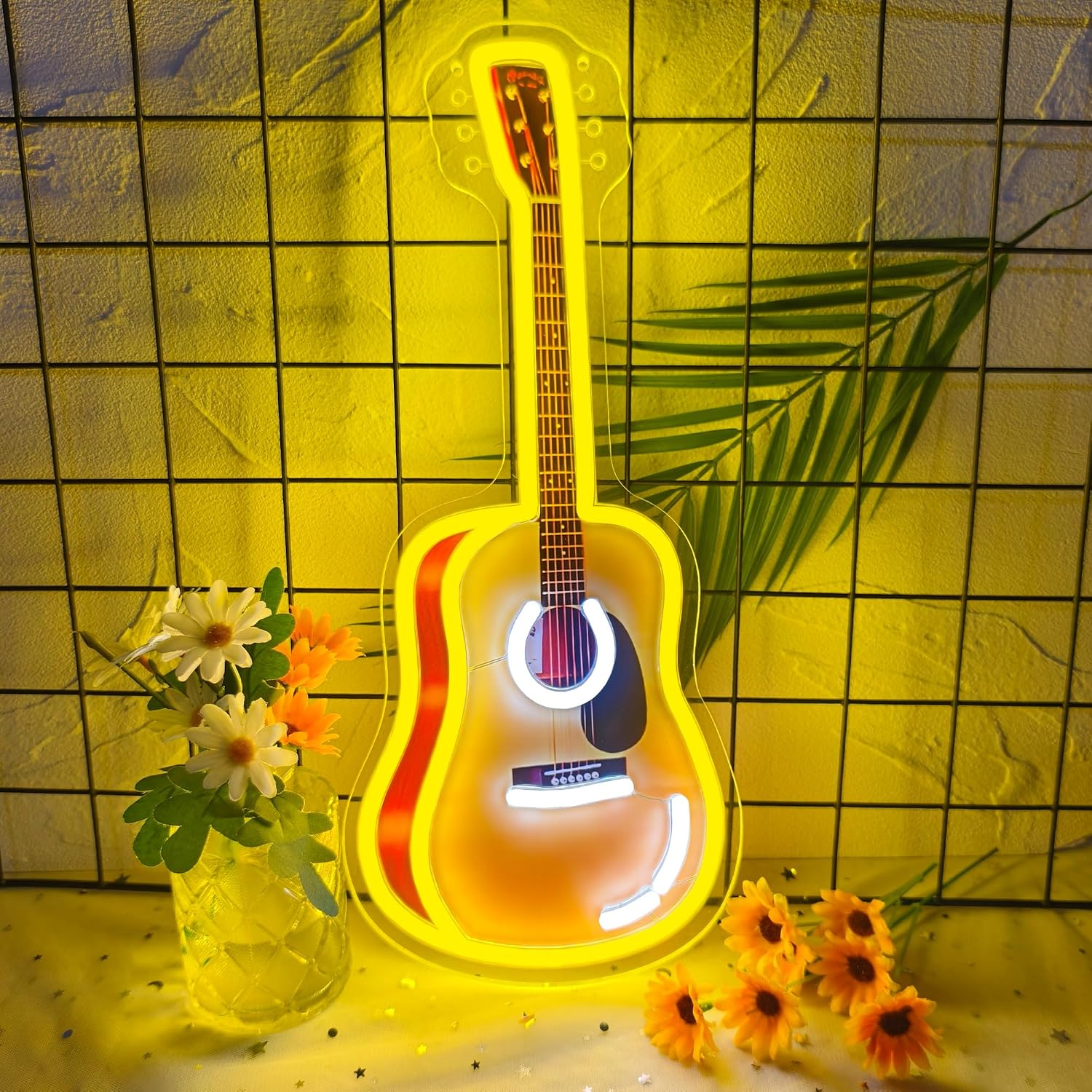 Neon Sign Party - Akustische Gitarre LED-Neonschild USB-Neonlicht, Weihnachts-Musikstudio-Themen-Dekoration Bar