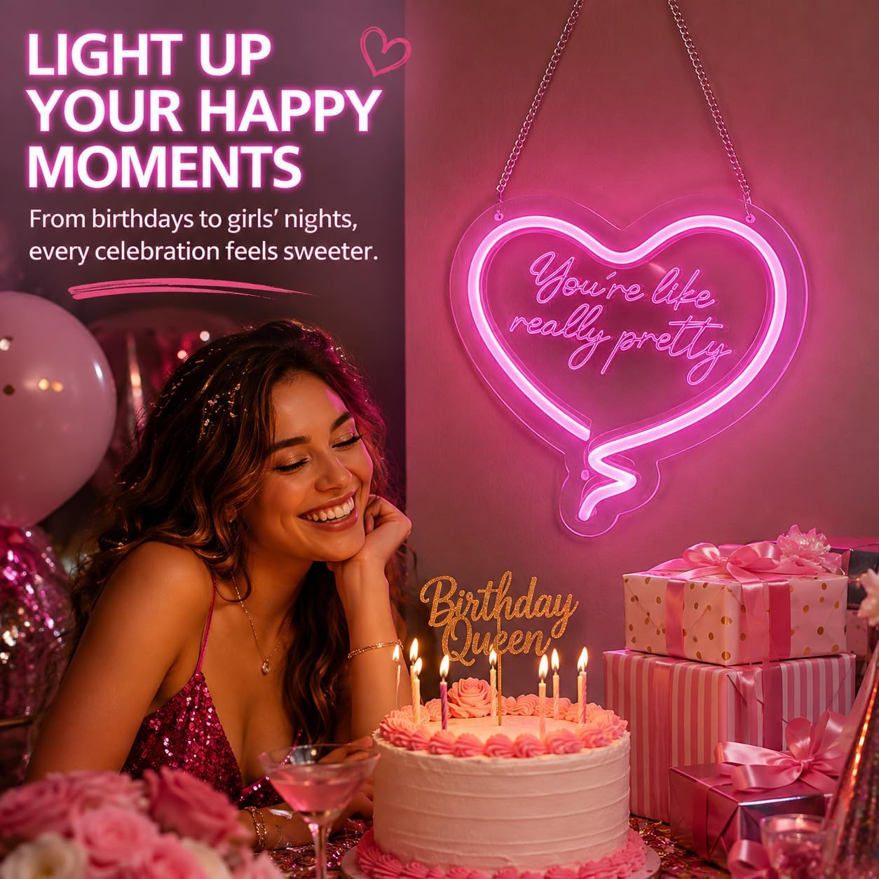 Rosa Herz Neon-Schild Du Bist  – Neon Sign Party Bewertung und Preis