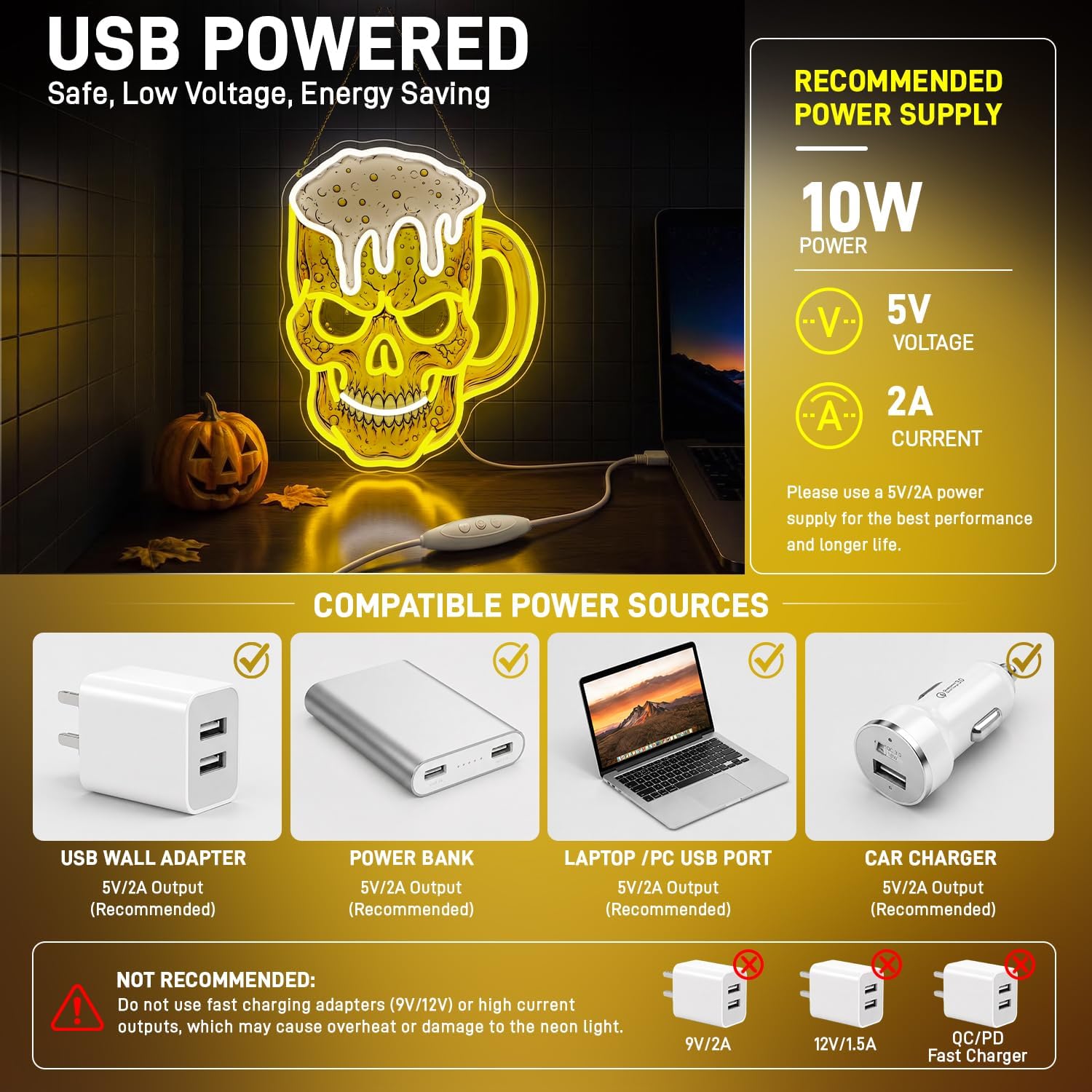 Neonschild „Skull Beer“, USB-L – Neon Sign Party Bewertung und Preis