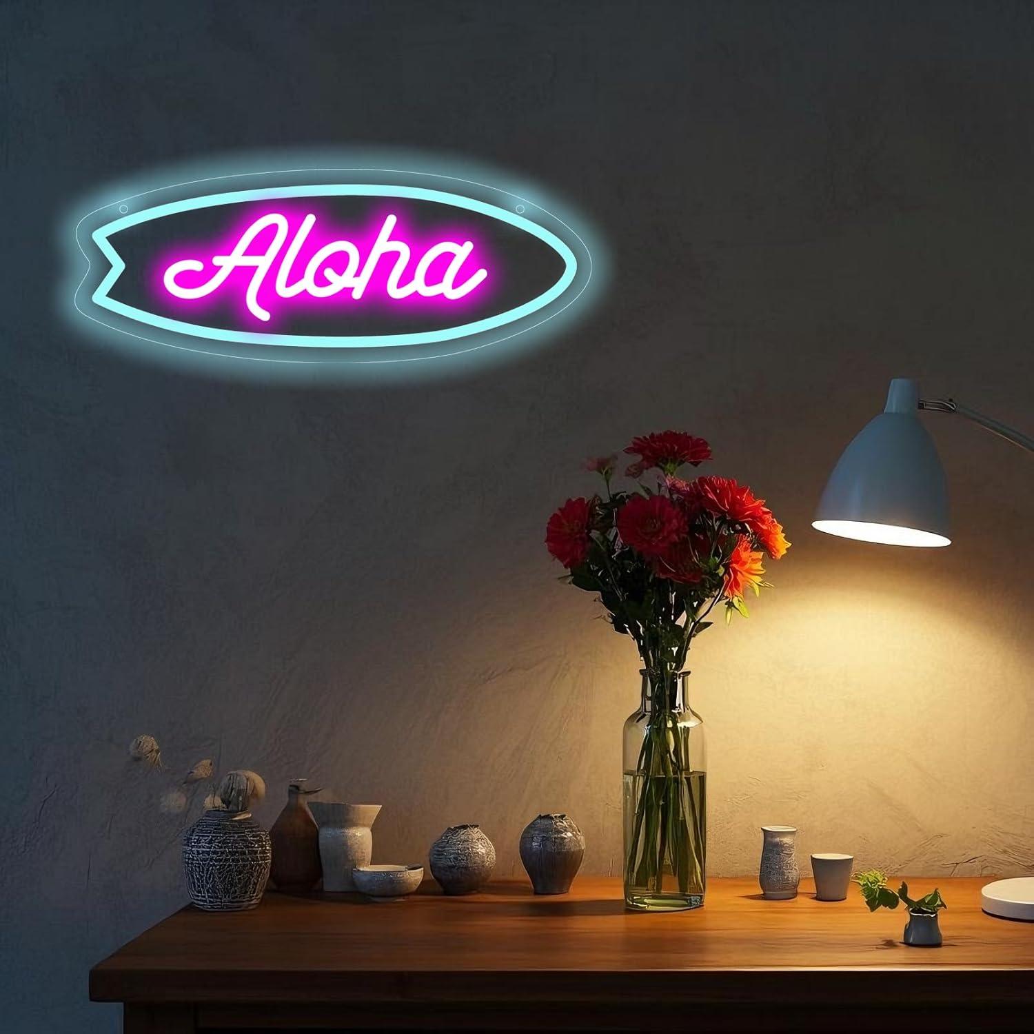 Aloha Surfbrett Neon-Schild Tr – Neon Sign Party Bewertung und Preis